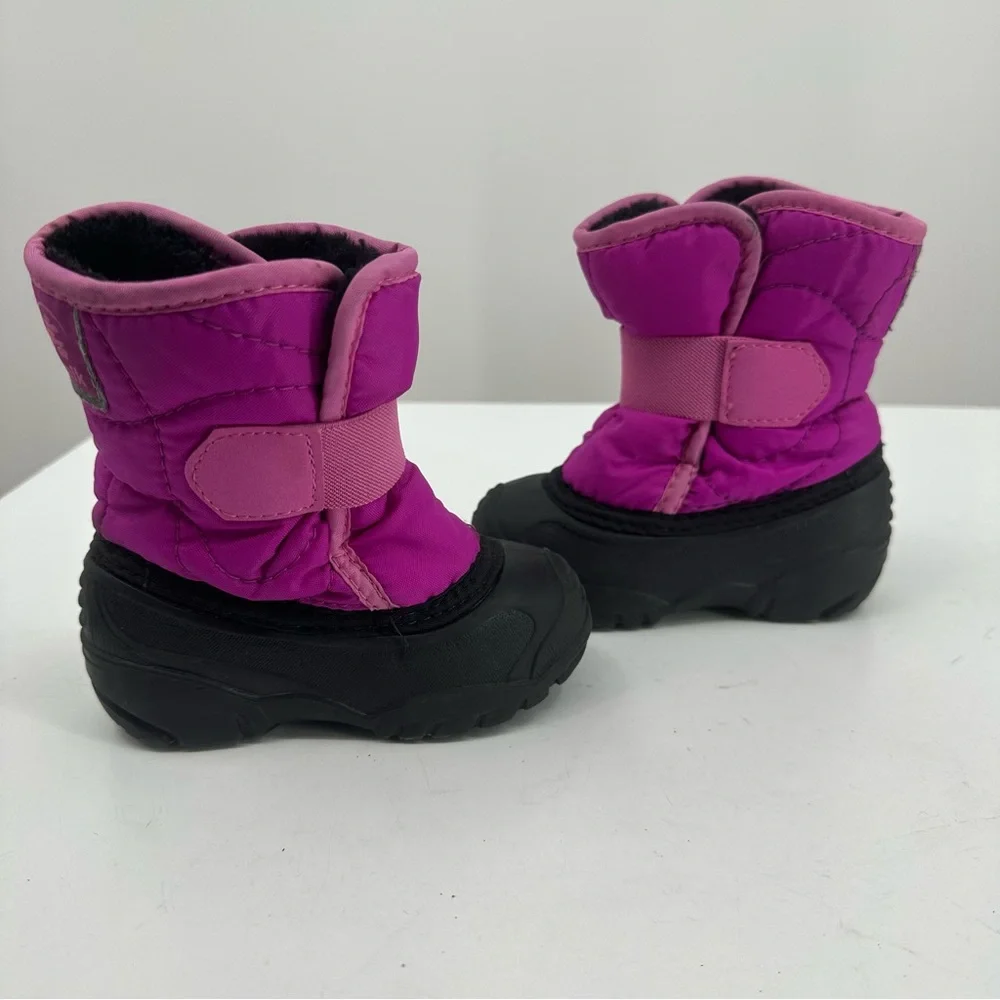 Kamik Pink Black Kids Winter Snow Boots Girls Baby 6 - Picture 5 of 7